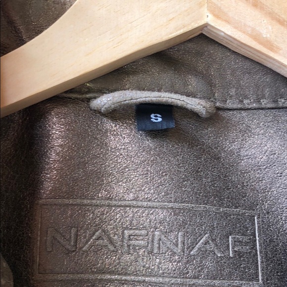 NAF NAF real leather iridescent  gold jacket - Picture 4 of 8